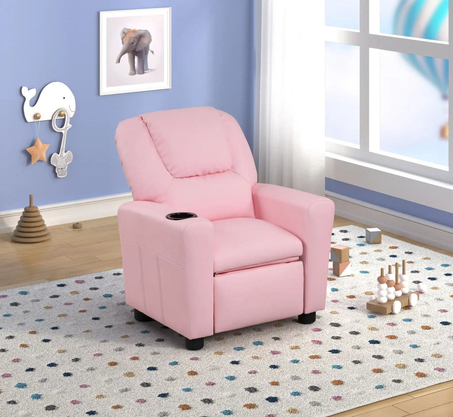 Marisa - PU Leather Kids Recliner Chair With Cupholder, White