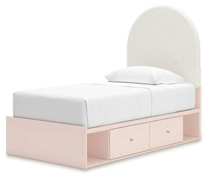 Wistenpine - Upholstered Panel Bed With Storage, Twin, Pink