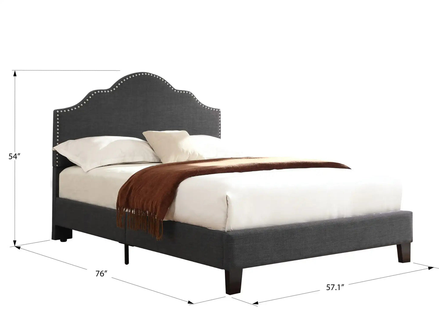 Kopa - Upholstered Bed, Full, Dark Gray