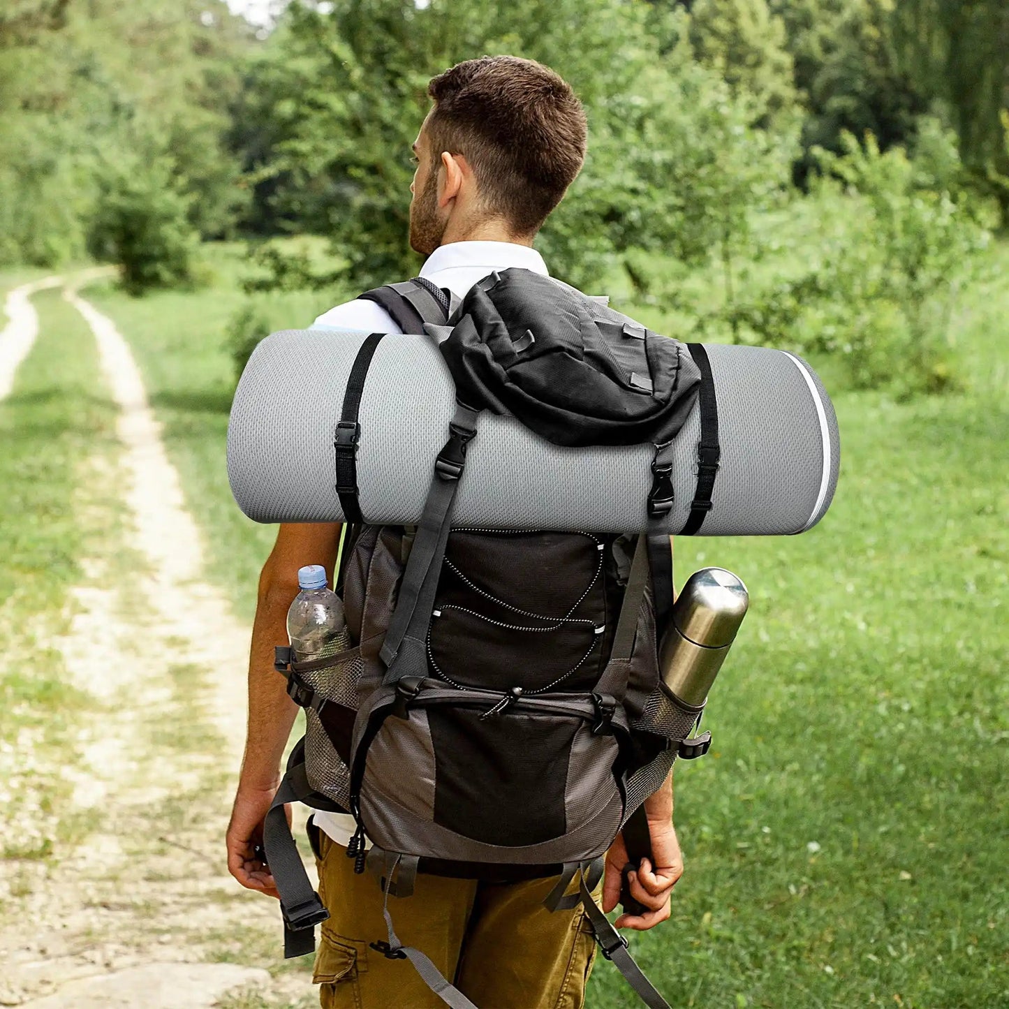 Memory Foam Camping Mattress, Portable Comfort With Water Resistant Cover, Small Single, Dark Gray