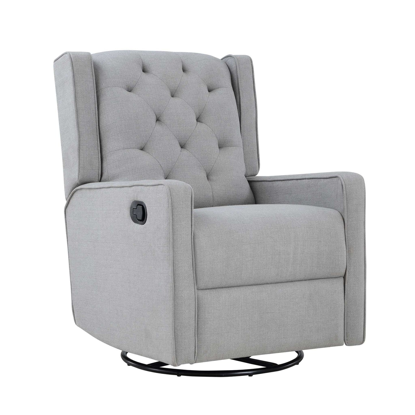 Milah - Gliding Swivel Recliner Tufted, Pearl Silver