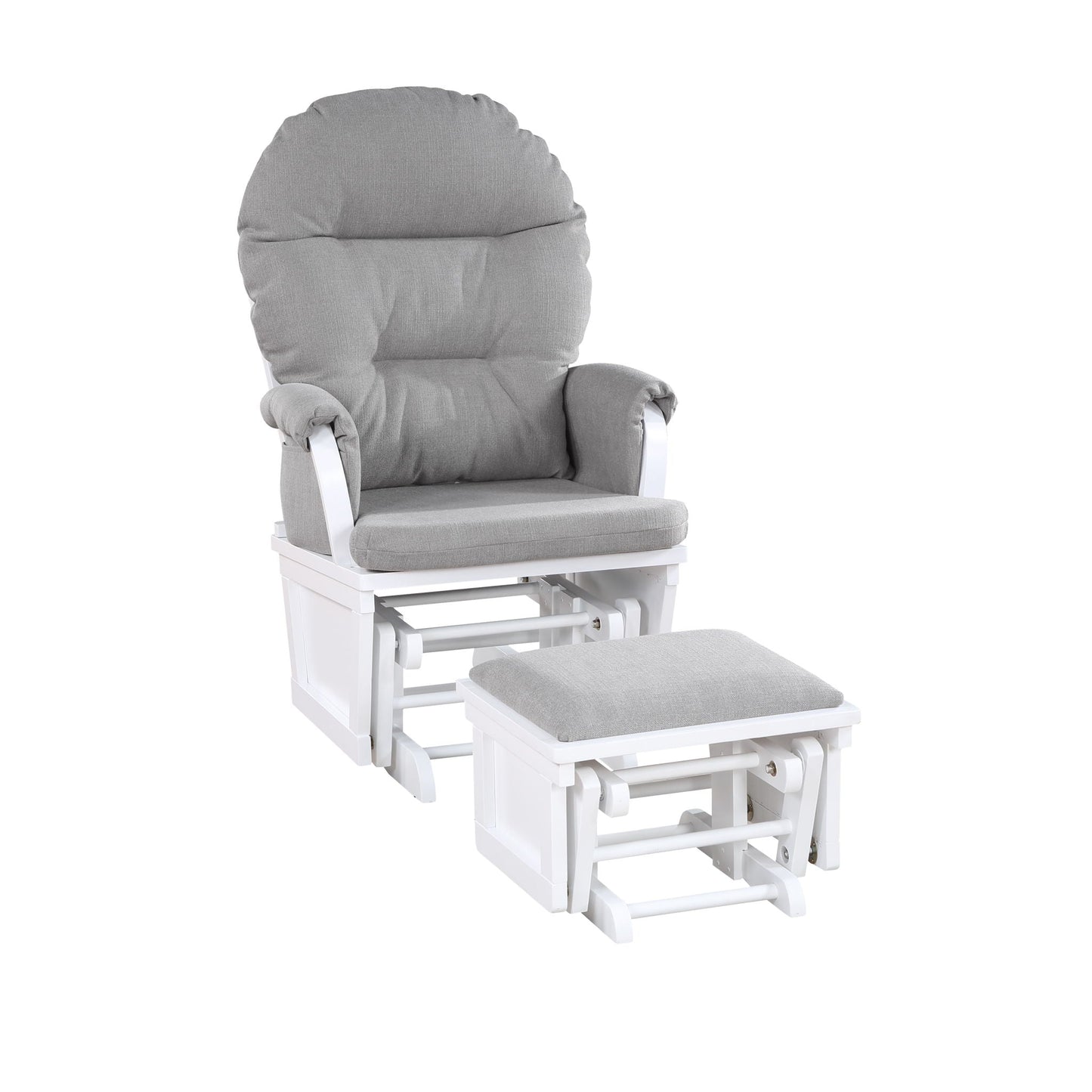 Madison - Glider & Ottoman - White Base, Gray