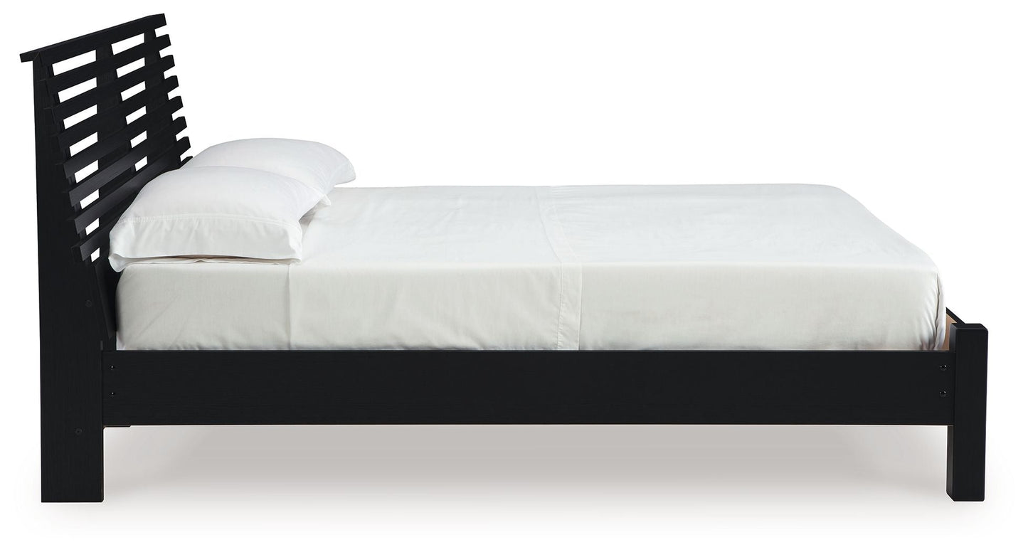 Danziar - Slat Panel Bed With Low Footboard, King, Black