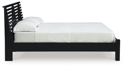 Danziar - Slat Panel Bed With Low Footboard, King, Black