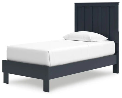 Simmenfort - Platform Bed With Panel Headboard, Twin, Blue
