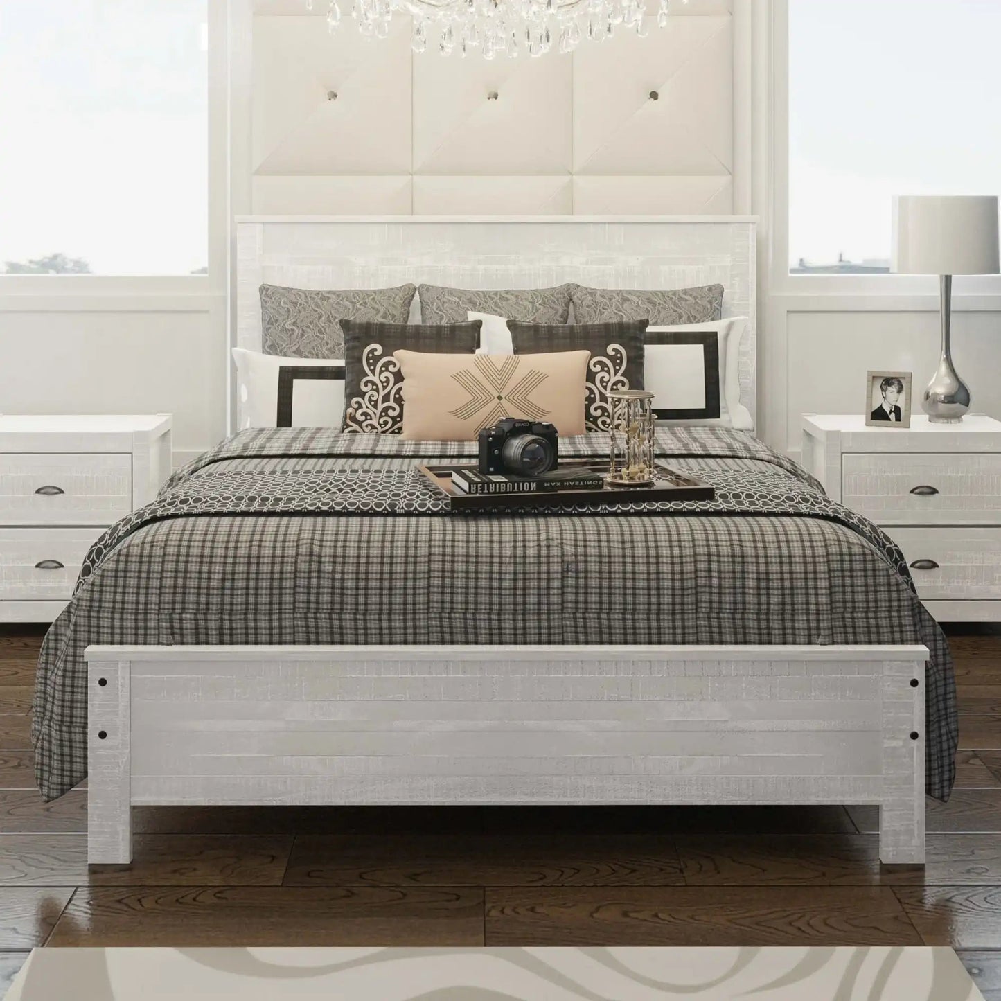 Albany - Bed Frame With Headboard, Heavy Duty Modern Rustic Design