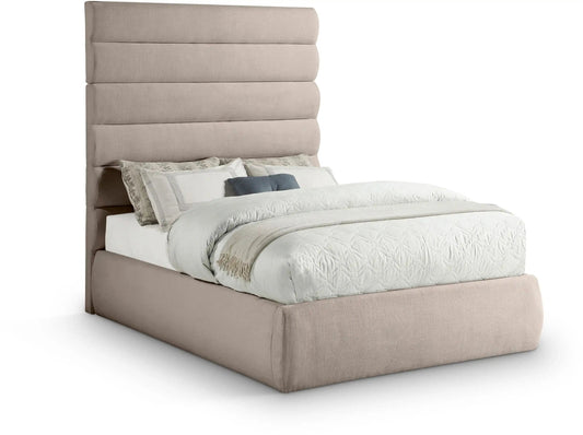 Adam - Linen Fabric Bed With 70.5 Headboard, Full, Beige