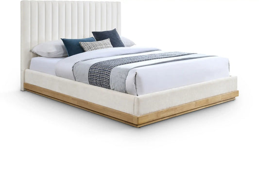 Emmet - Fabric Bed - Light Brown Base, Full, White