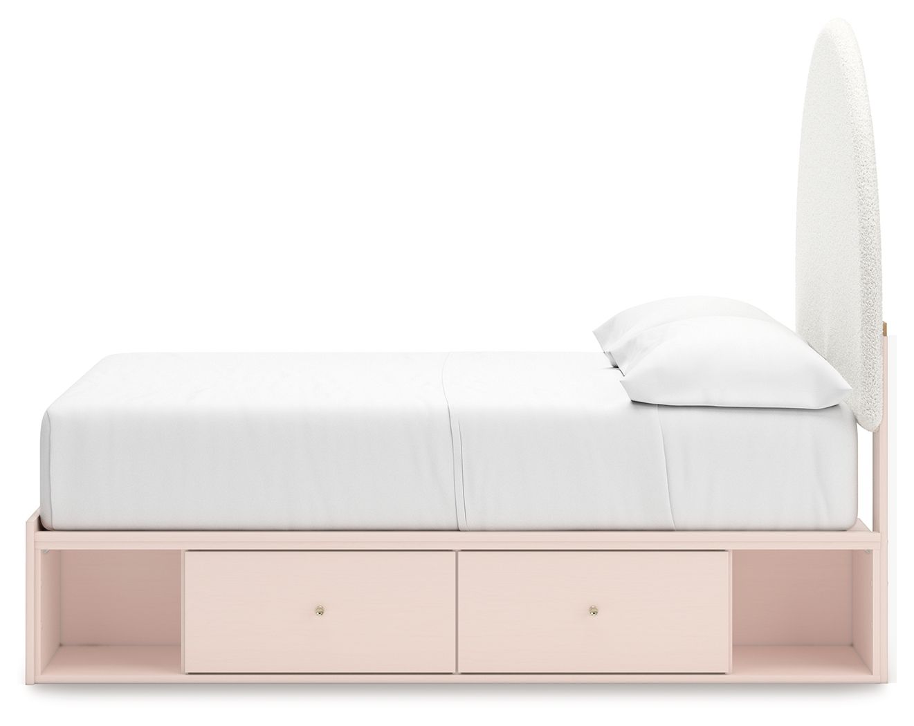Wistenpine - Upholstered Panel Bed With Storage, Twin, Pink