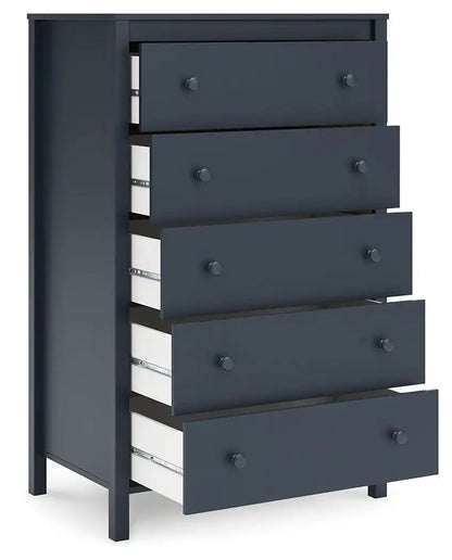 Simmenfort - Five Drawer Chest - Navy Blue