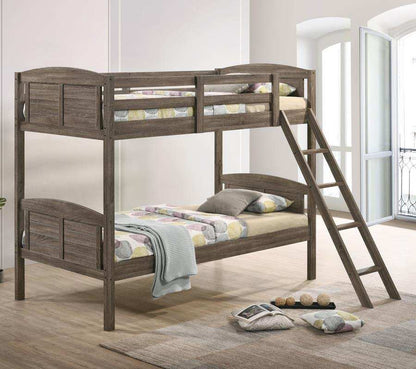 Flynn - Wood Bunk Bed, Twin over Twin, Dark Brown