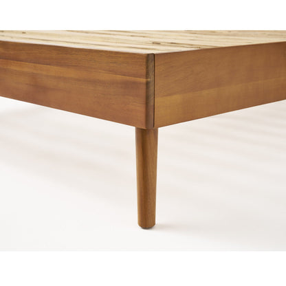 Okioki - Mid-Century Wood Bed, King, Light Brown