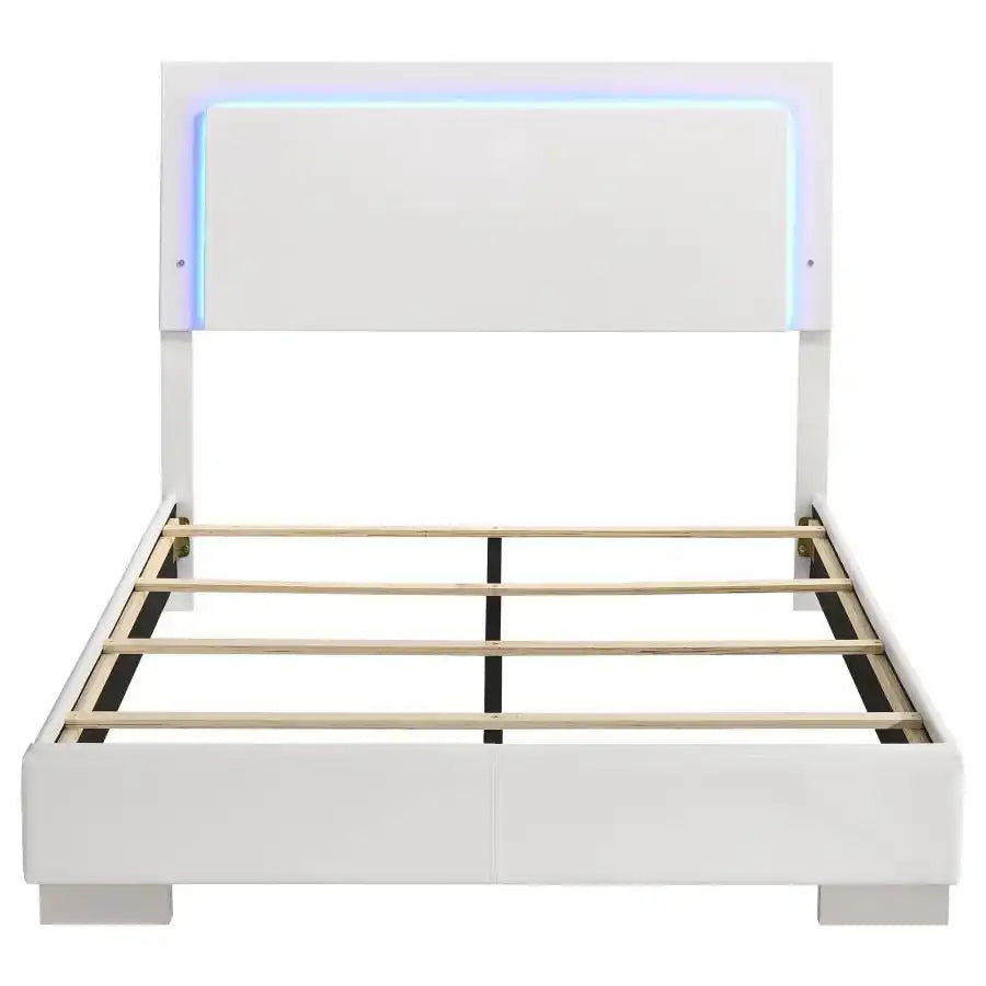 Felicity - Wood LED Panel Bed, King, White