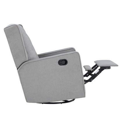 Milah - Gliding Swivel Recliner Tufted, Pearl Silver