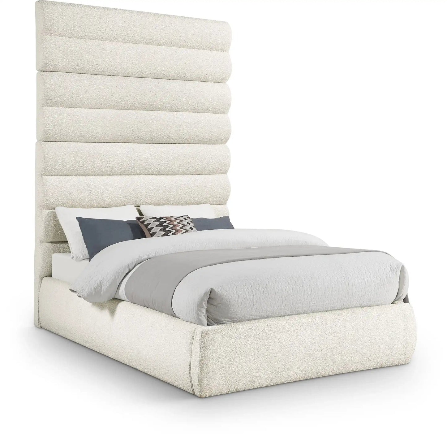 Adam - Boucle Fabric Bed With 89 Headboard