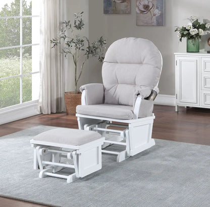 Madison - Glider & Ottoman - White Base, Gray