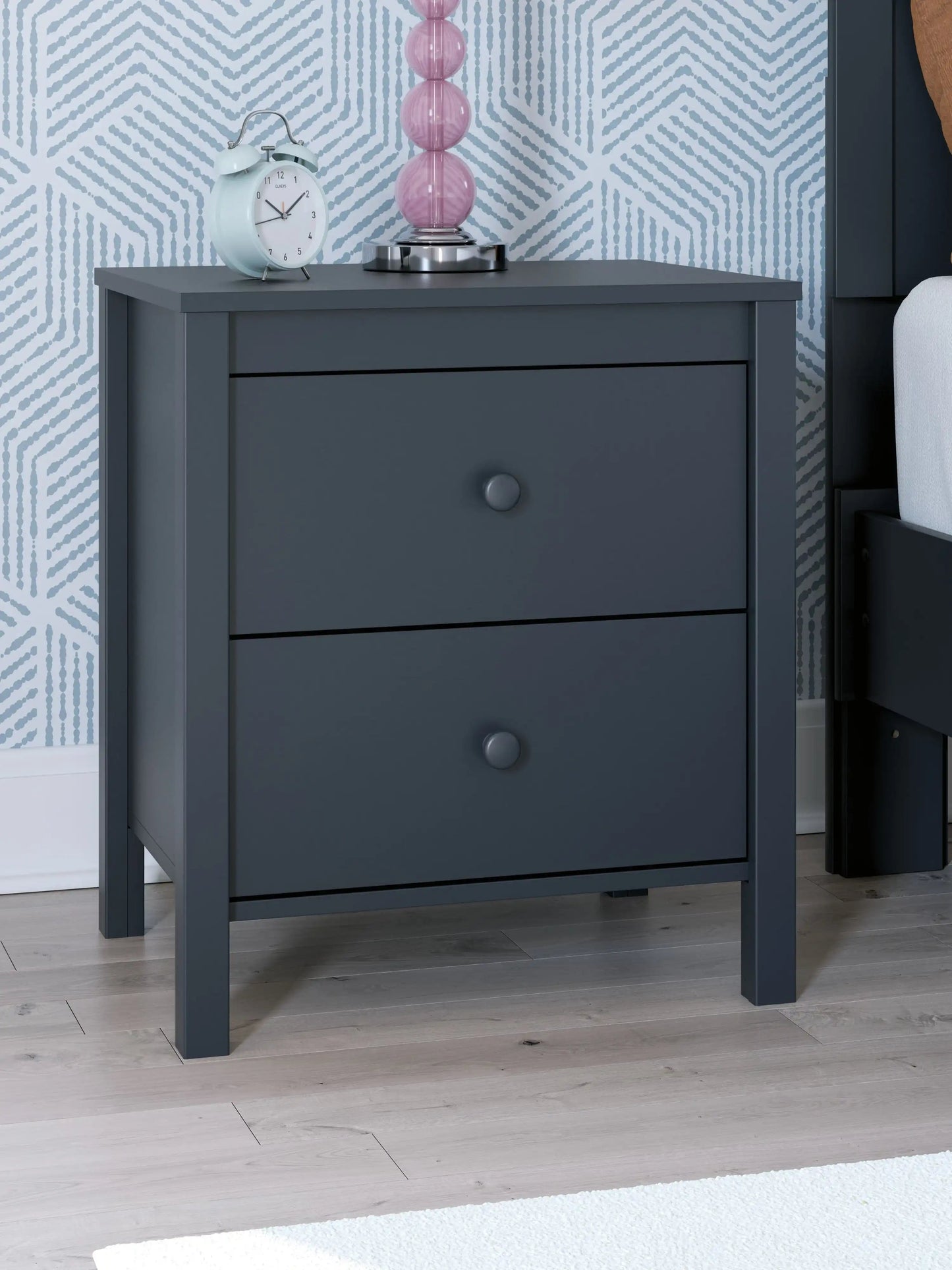 Simmenfort - Two Drawer Night Stand - Navy Blue