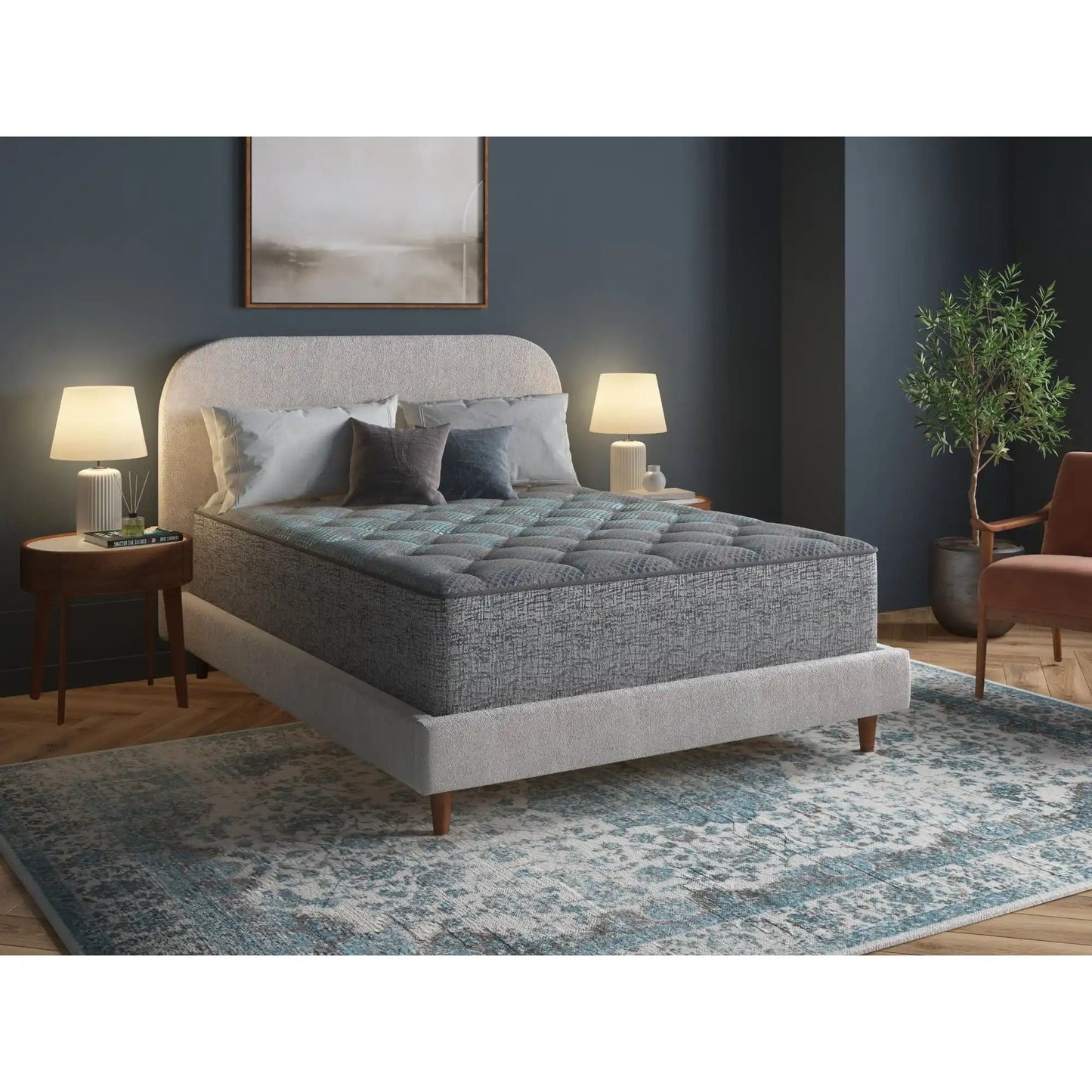 Comfort Care - 12 Twin Hybrid Euro Mattress, Plush Comfort With Individual Pocketed Coil - Gray / Blue