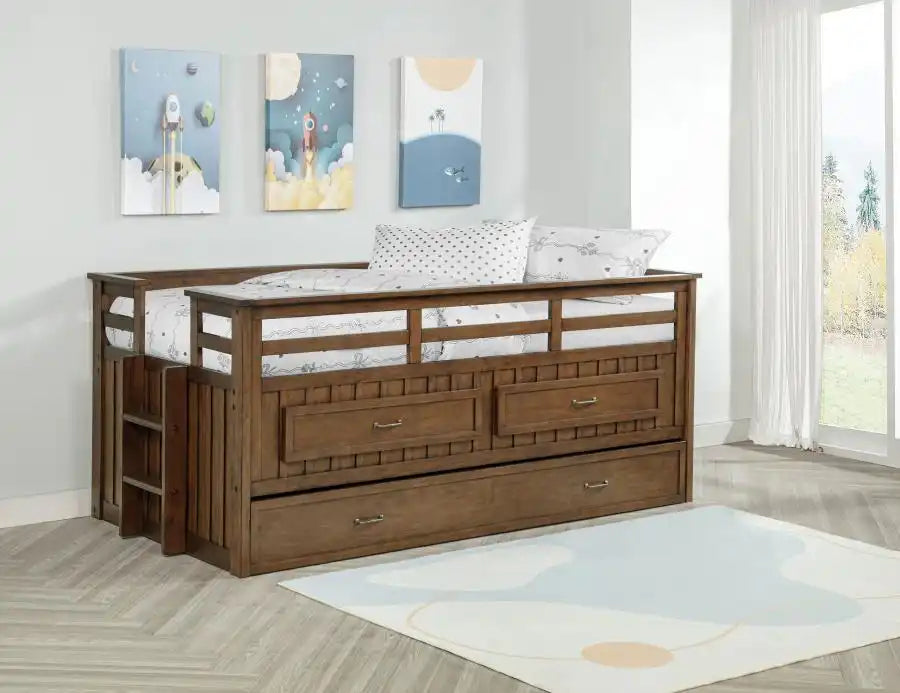 Carlsbad - Wood Captains Bed With Trundle, Twin, Blue