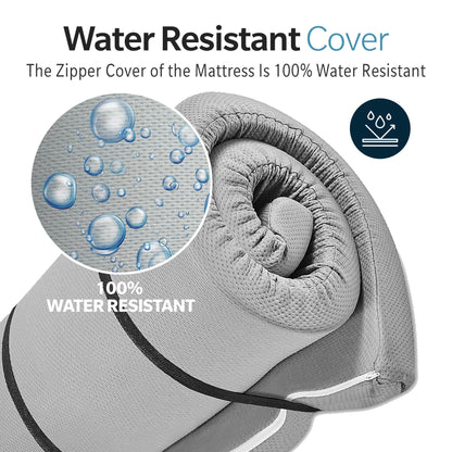 Memory Foam Camping Mattress, Portable Comfort With Water Resistant Cover, Small Single, Dark Gray