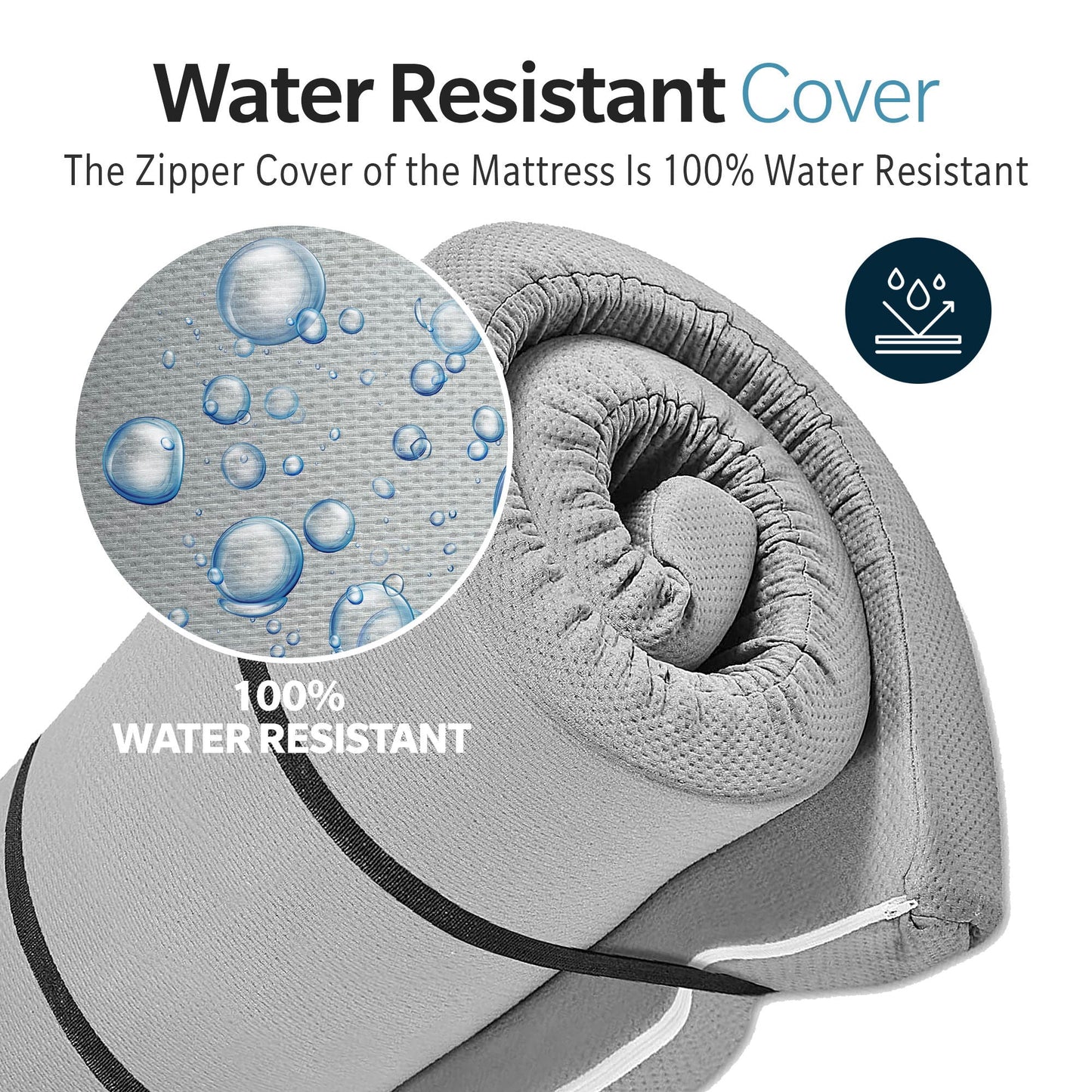 Memory Foam Camping Mattress, Foldable, Portable Comfort With Water Resistant Cover, Small Single, Dark Gray