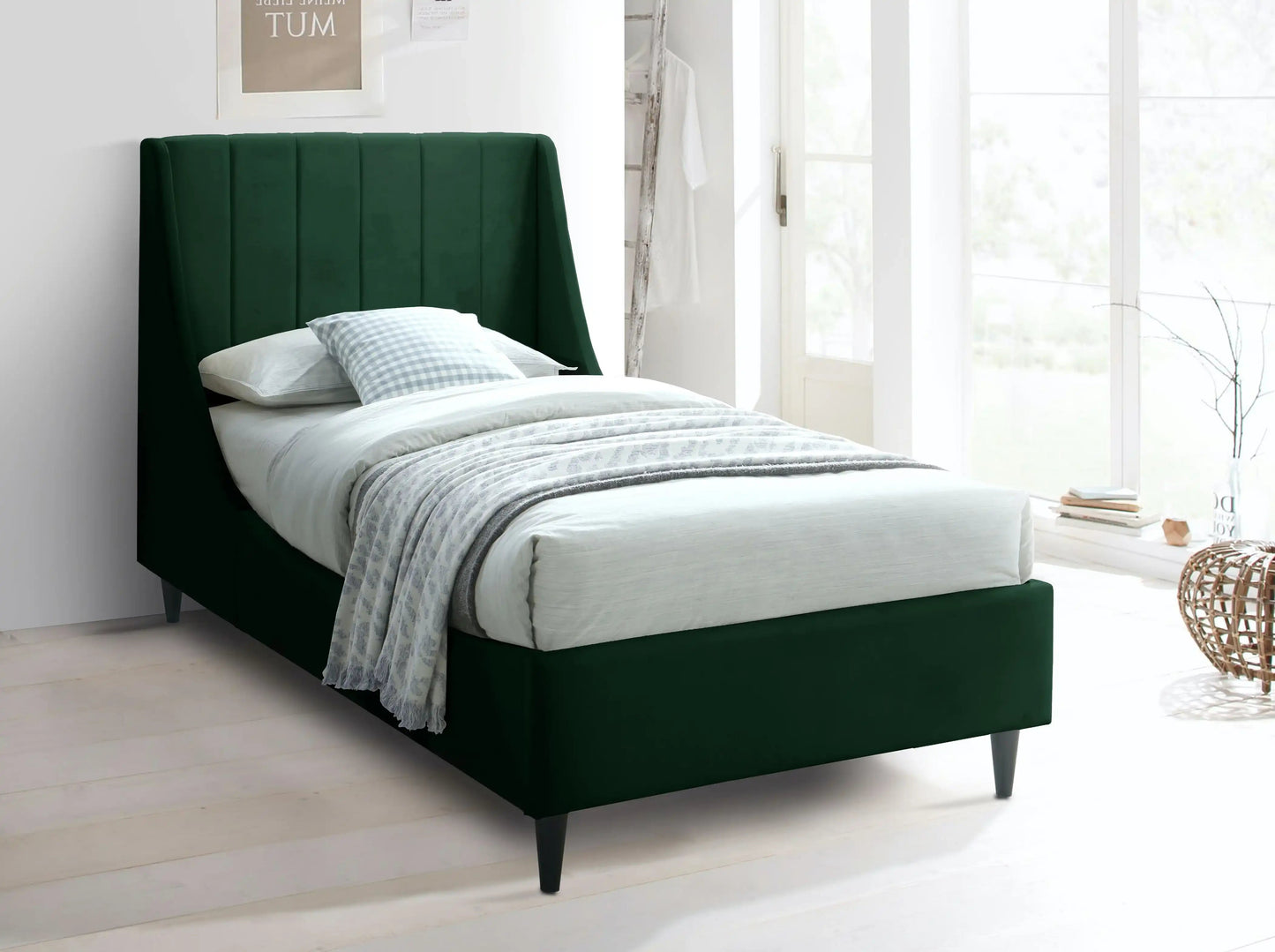 Eva - Velvet Bed, Twin, Green