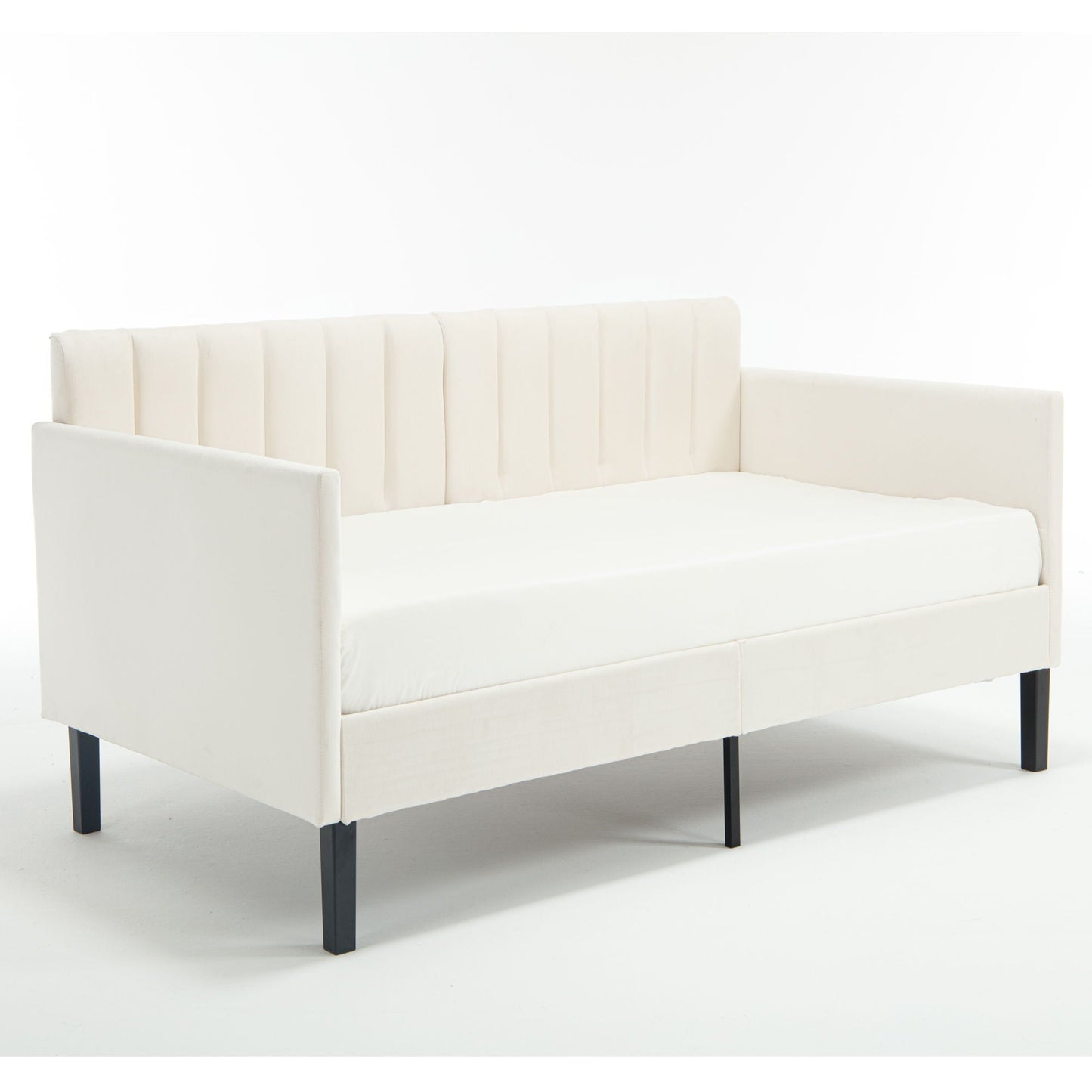Elena - Boucle Upholstered Daybed, Ribbed Tufted Backrest