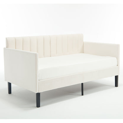 Elena - Boucle Upholstered Daybed, Ribbed Tufted Backrest