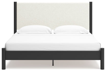 Cadmori - Upholstered Panel Bed, Queen, Beige
