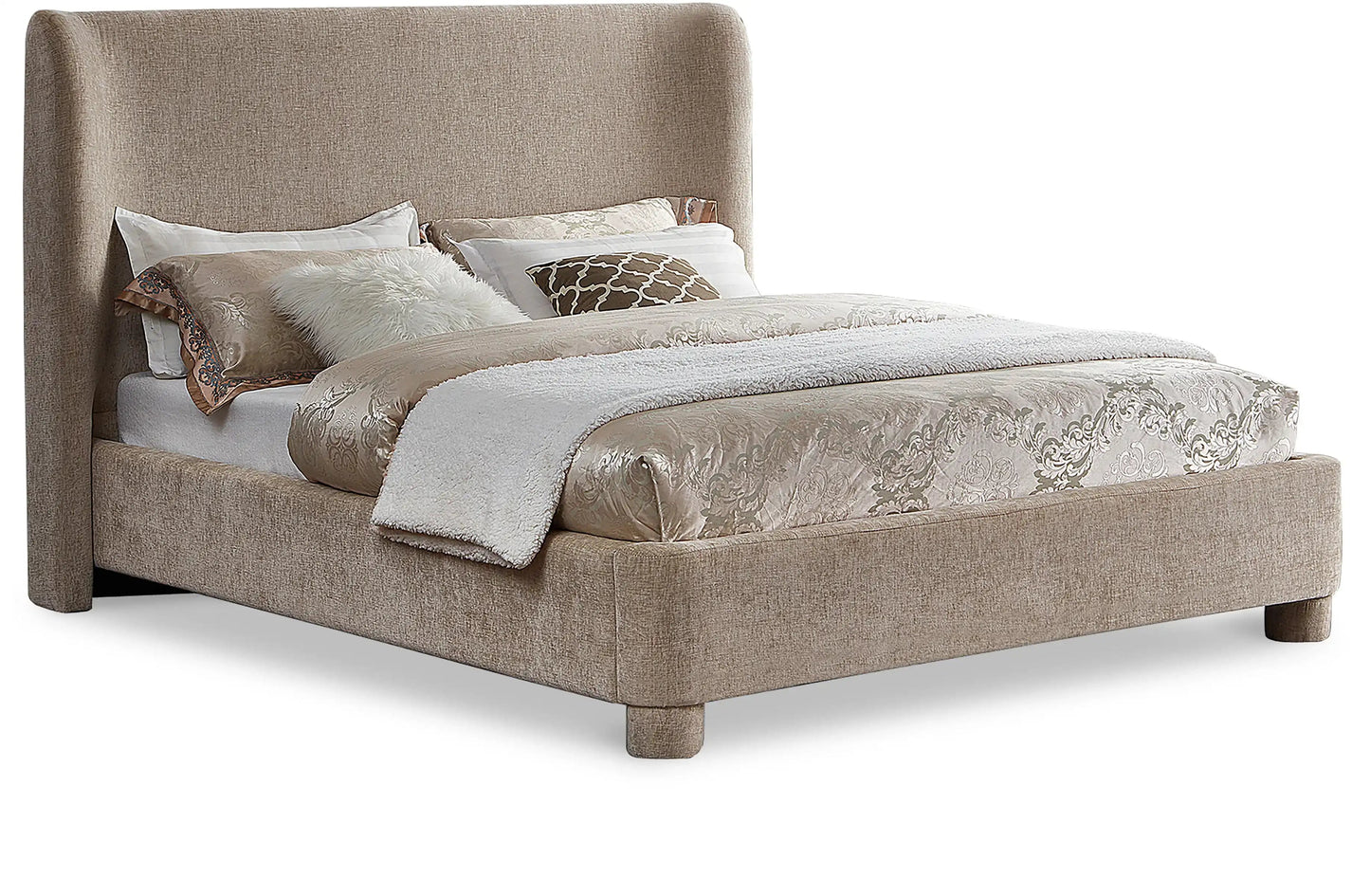Penny - Chenille Fabric Bed, Full, Beige