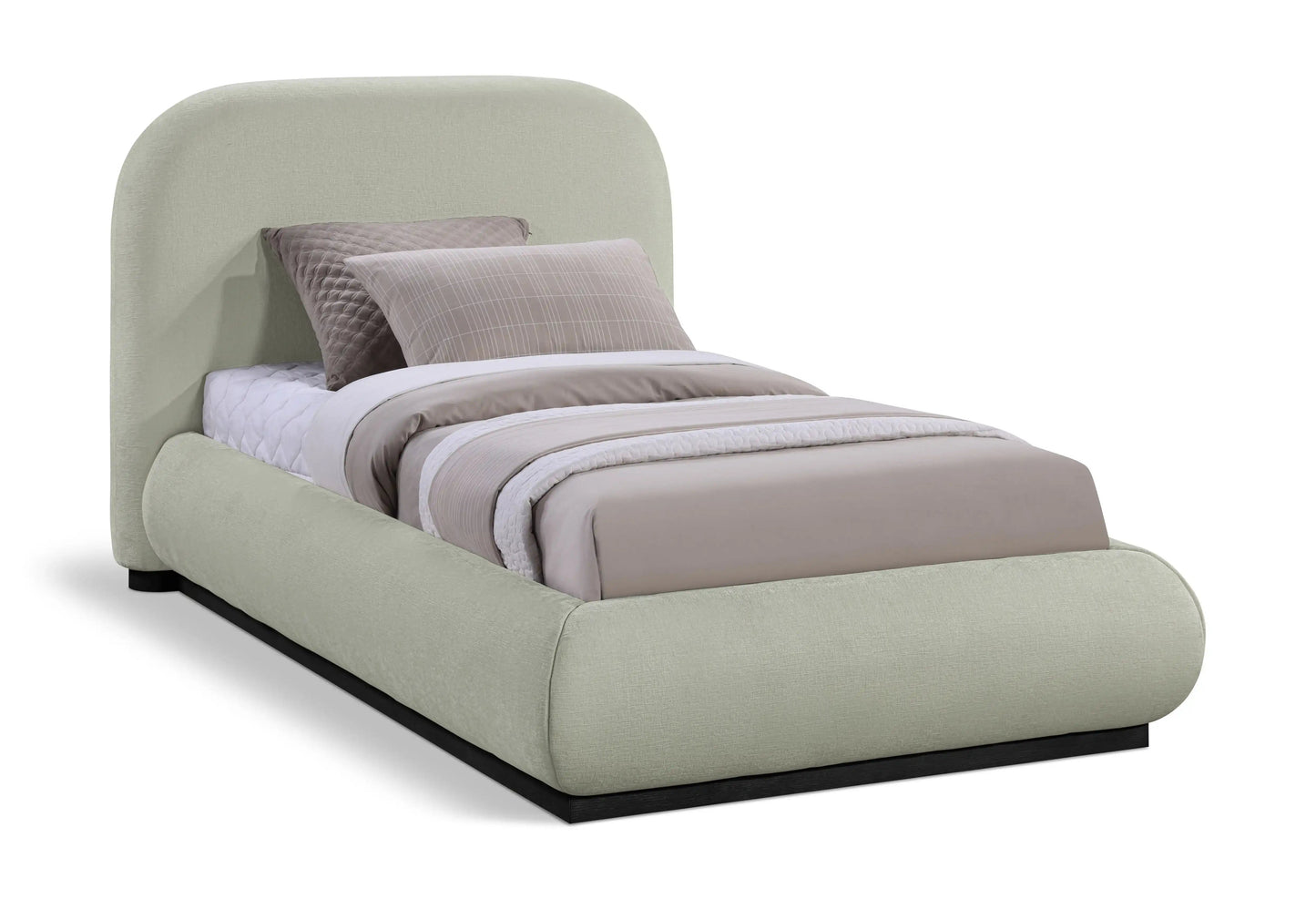 Vaughn - Chenille Bed With Black Base, Full, Beige