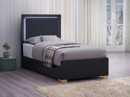 Marceline - Wood LED Panel Bed, Twin, Black