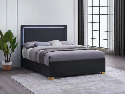 Marceline - Wood LED Panel Bed, Twin, Black