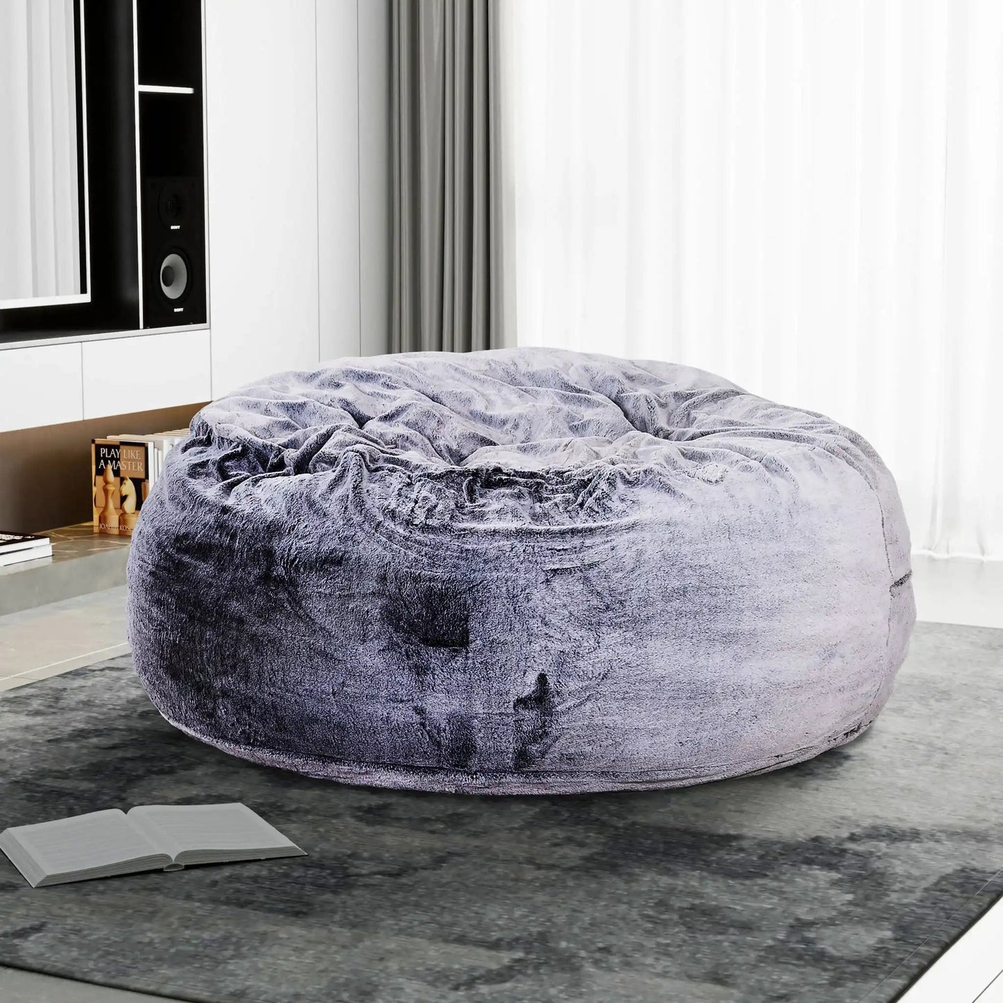 Classic 5Ft Memory Foam Bean Bag Chair, Soft Comfort Lounger - Purple