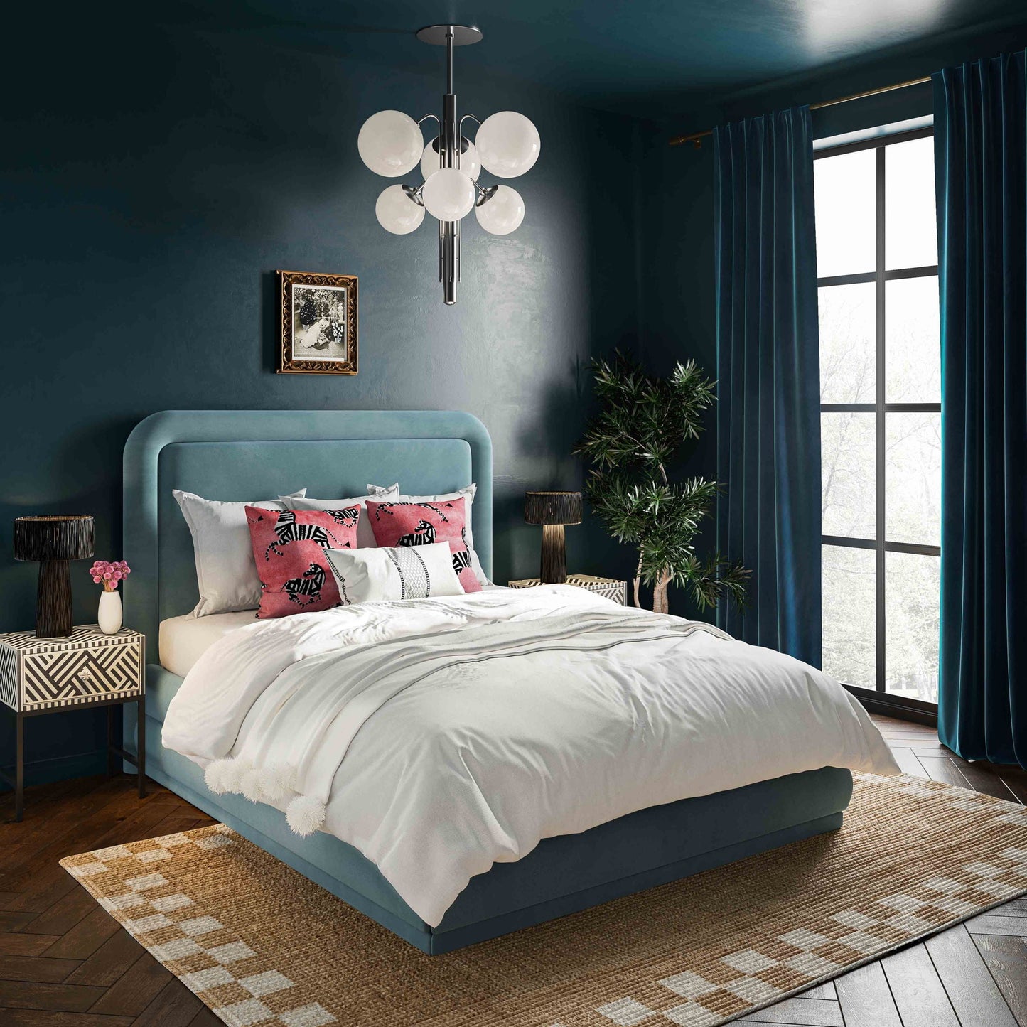 Briella - Velvet Bed, Full, Light Blue