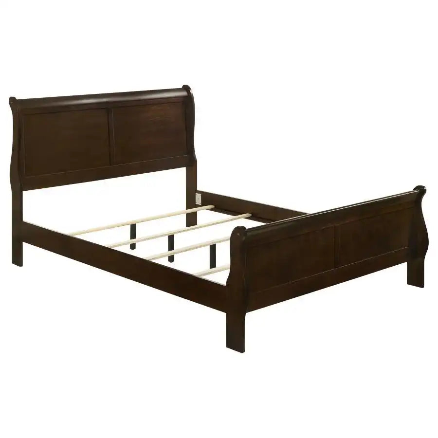 Louis Philippe - Panel Sleigh Bed, Full, Dark Brown