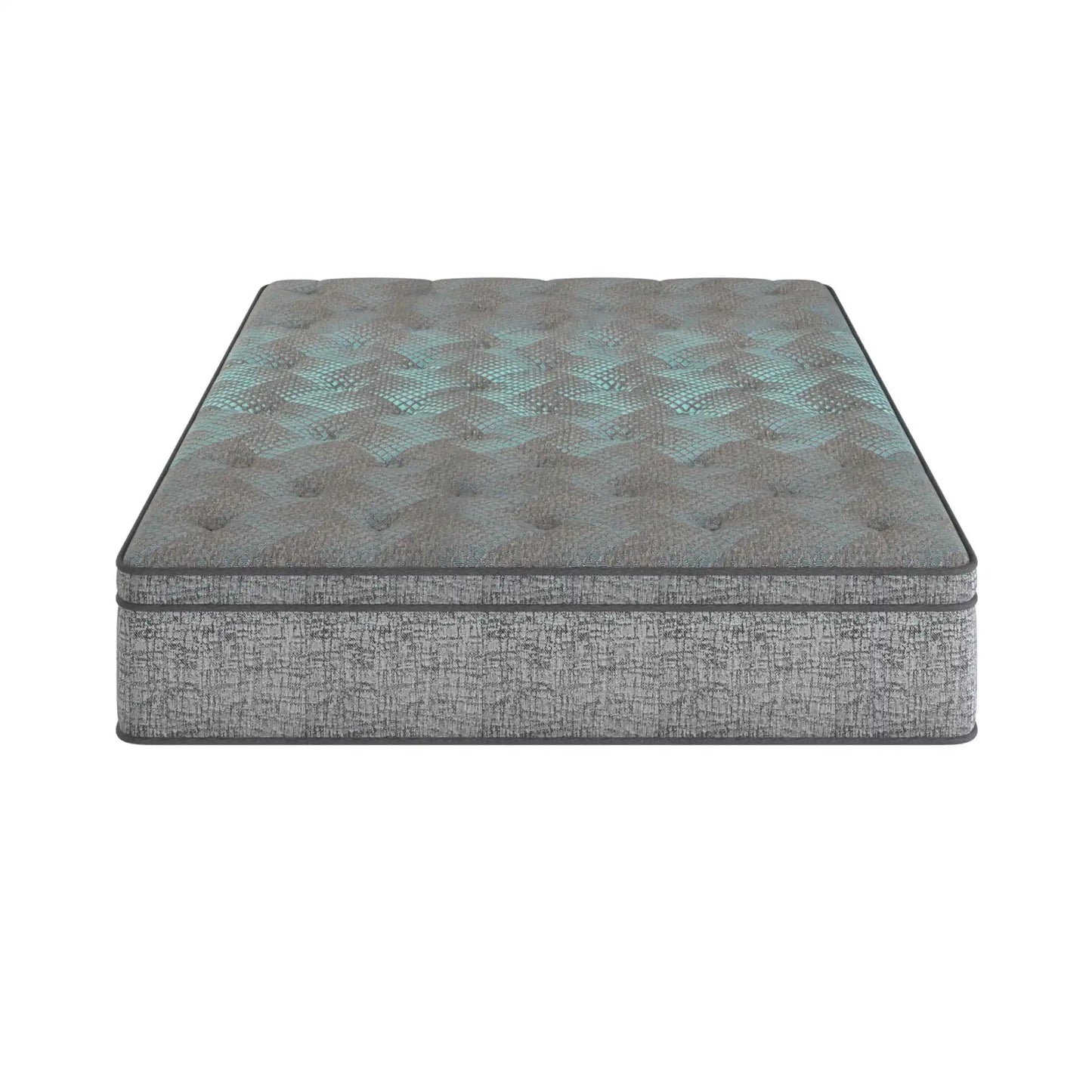 Comfort Care - 10 Twin Extra Long, Hybrid Euro Top Mattress Plush Comfort - Gray / Blue
