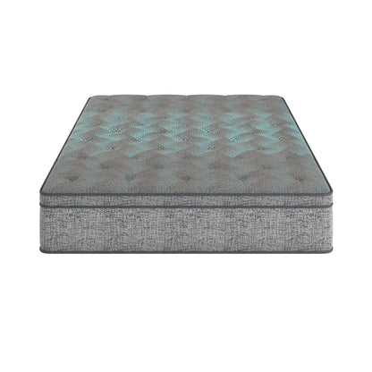 Comfort Care - 10 Twin Extra Long, Hybrid Euro Top Mattress Plush Comfort - Gray / Blue
