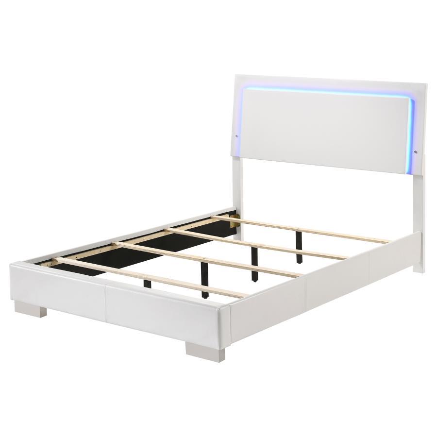 Felicity - Wood LED Panel Bed, King, White