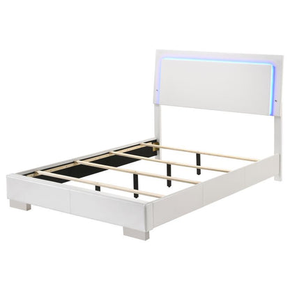 Felicity - Wood LED Panel Bed, King, White