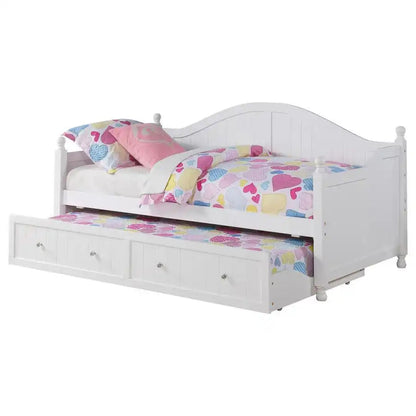Julie Ann - Arched Back Day Bed With Trundle, White