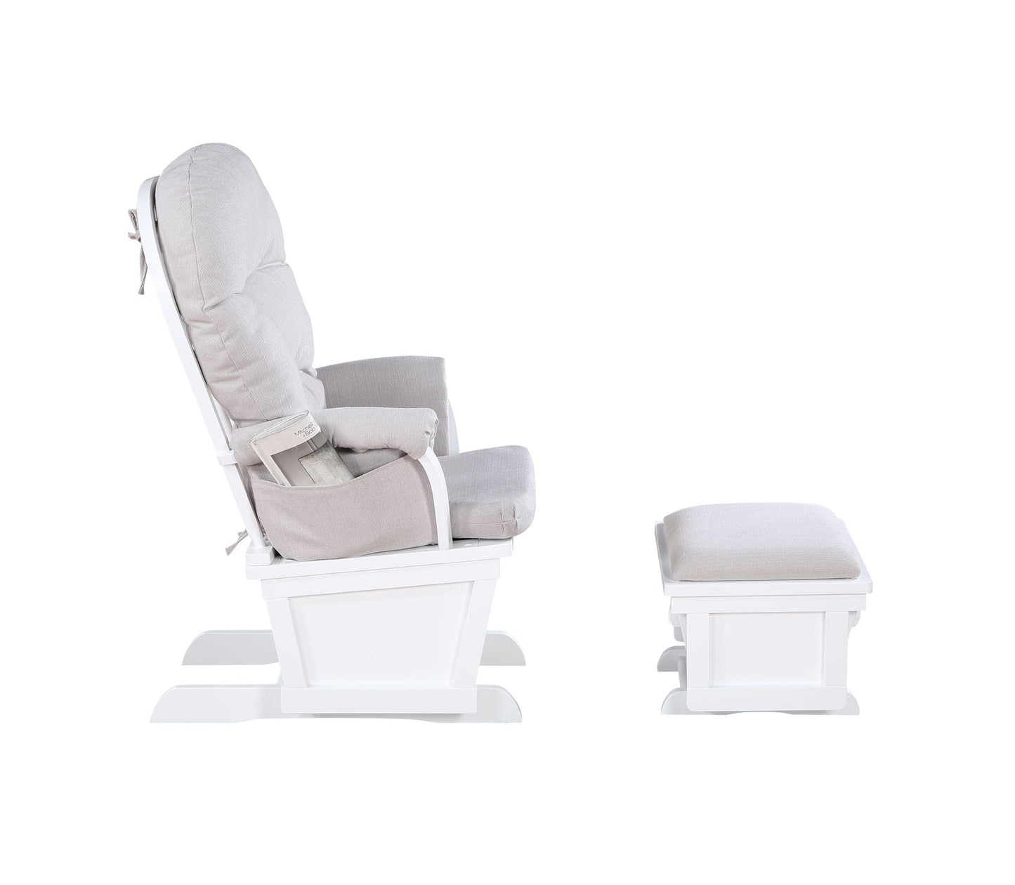 Madison - Glider & Ottoman - White Base, Gray