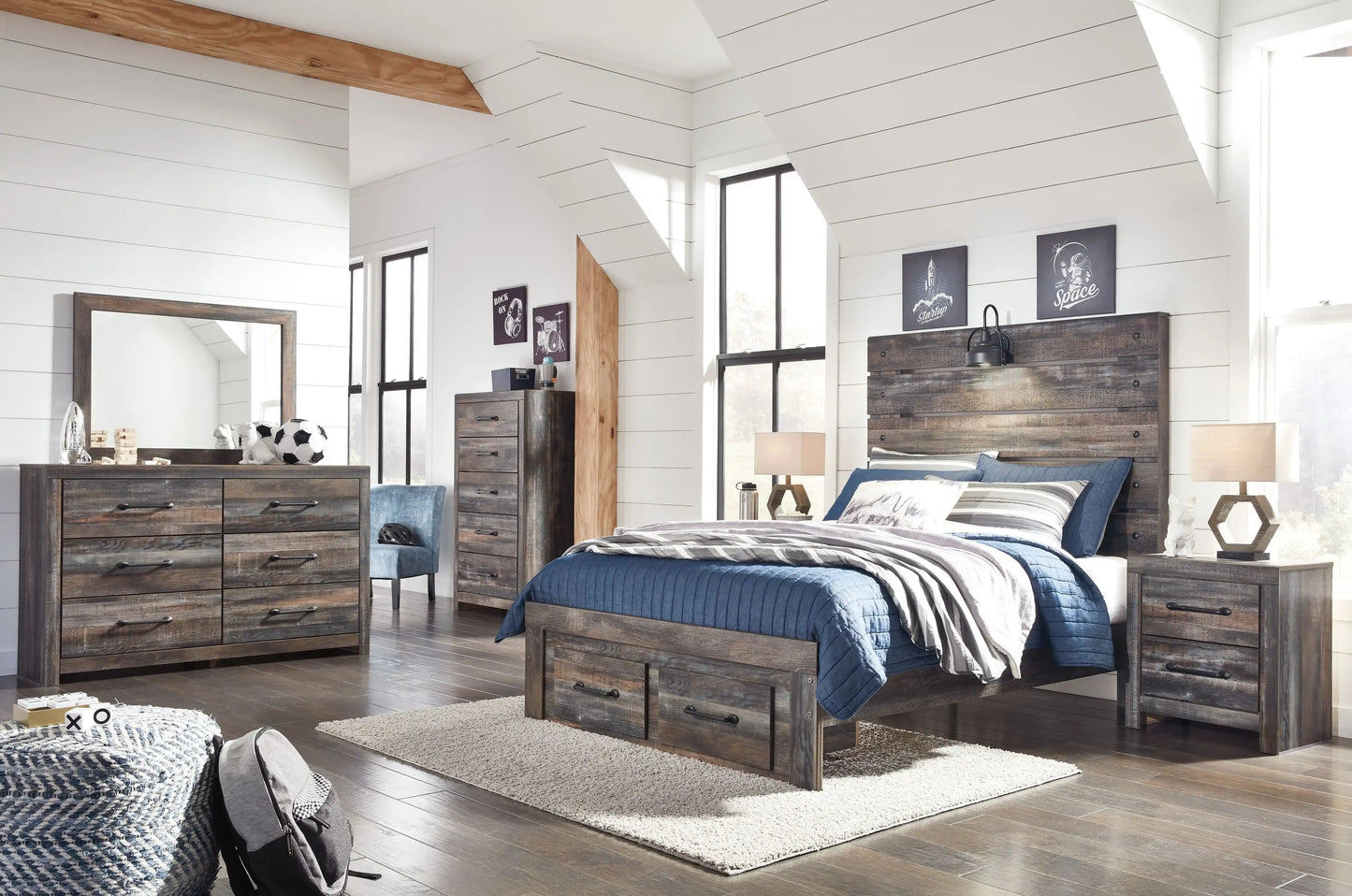 Drystan - Panel Bed, Twin, Beige