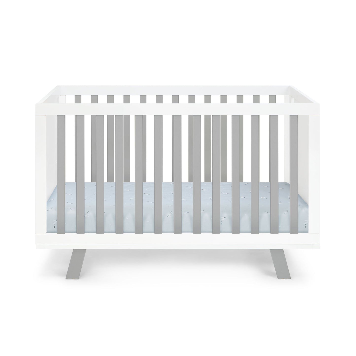 Livia - 3-in-1 Convertible Island Crib - White Frame, Gray