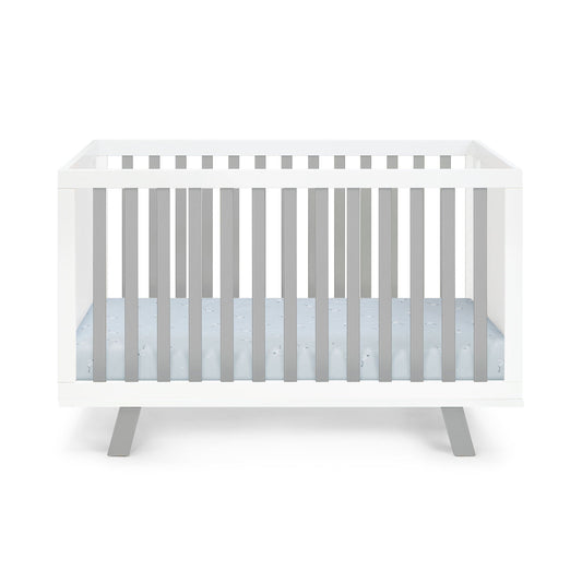 Livia - 3-in-1 Convertible Island Crib - White Frame, Gray