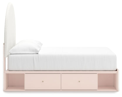 Wistenpine - Upholstered Panel Bed With Storage, Twin, Pink