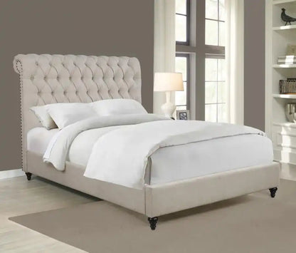 Devon - Upholstered Panel Bed, Full, Beige