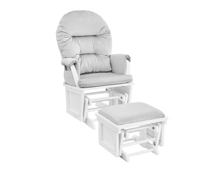 Madison - Glider & Ottoman - White Base, Gray