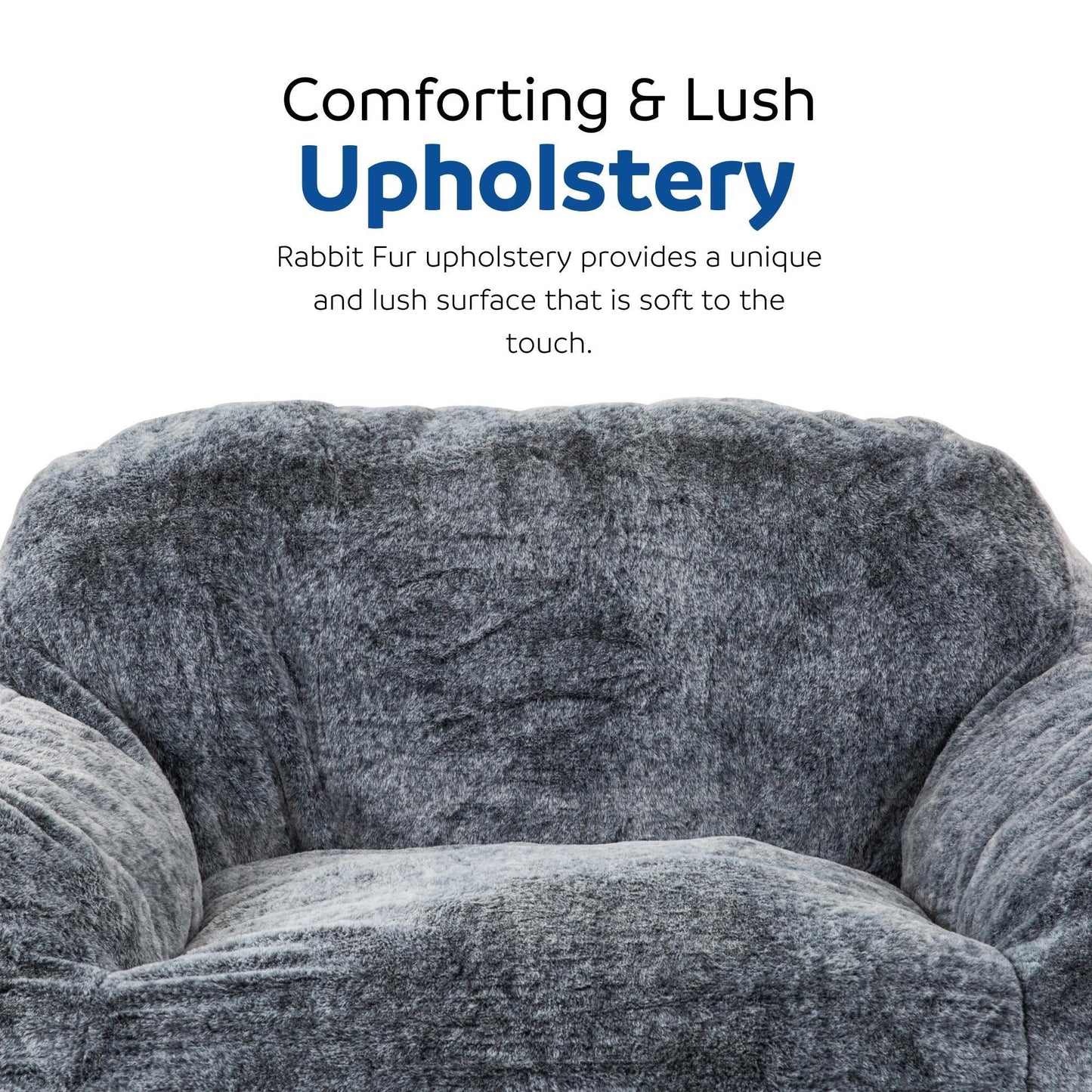 Living Room Bean Bag Sofa Chair With Memory Foam Fillings, Soft Upholstered Bean Bag Armchair - Black / Gray