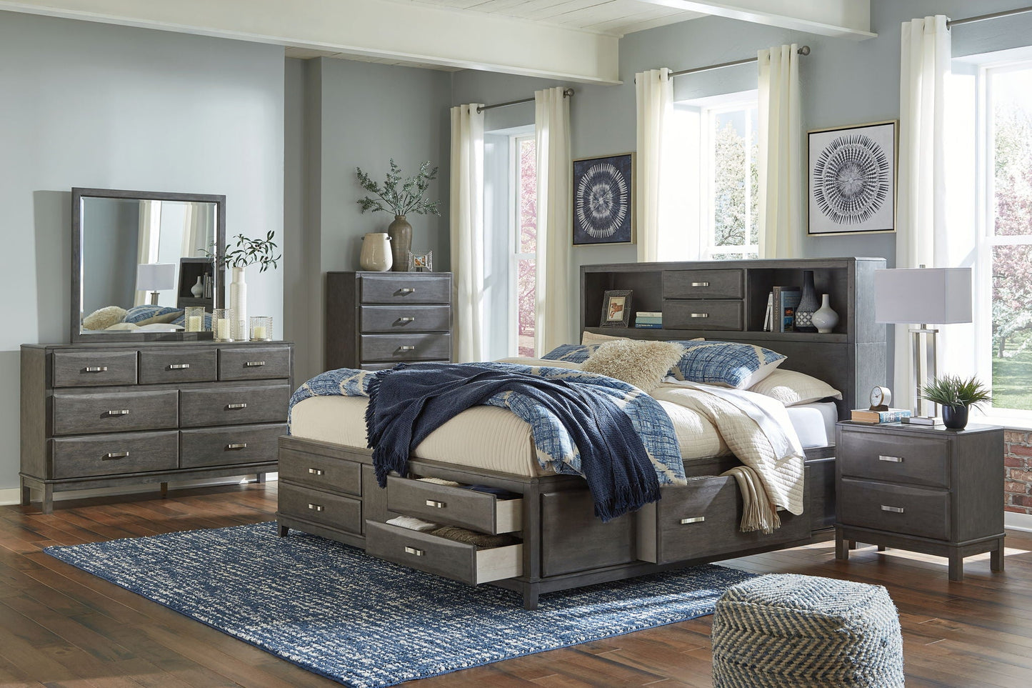 Caitbrook - Storage Bed With Drawers, Queen, Gray